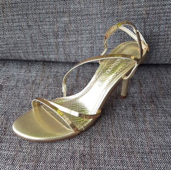 Light Gold Mirror Sandals Heels - Picture 1 of 6